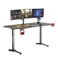 ULTRADESK Herný stôl FRAG XXL GOLD, 160 x 75 cm, 75 cm, držiak nápojov a slúchadiel, stojan BEAM, s celoplošnou XXL podložkou pod 