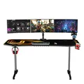 ULTRADESK Herný stôl FRAG XXL GOLD, 160 x 75 cm, 75 cm, držiak nápojov a slúchadiel, stojan BEAM, s celoplošnou XXL podložkou pod 