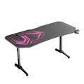 ULTRADESK Herný stôl FRAG XXL PINK, 160 x 75 cm, 75 cm, držiak nápojov a slúchadiel, stojan BEAM, s celoplošnou XXL podložkou pod 
