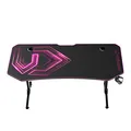 ULTRADESK Herný stôl FRAG XXL PINK, 160 x 75 cm, 75 cm, držiak nápojov a slúchadiel, stojan BEAM, s celoplošnou XXL podložkou pod 