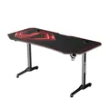 ULTRADESK Herný stôl FRAG XXL RED, 160 x 75 cm, 75 cm, držiak nápojov a slúchadiel, stojan BEAM, s celoplošnou XXL podložkou pod m