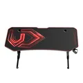 ULTRADESK Herný stôl FRAG XXL RED, 160 x 75 cm, 75 cm, držiak nápojov a slúchadiel, stojan BEAM, s celoplošnou XXL podložkou pod m