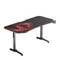 ULTRADESK Herný stôl FRAG XXL RED, 160 x 75 cm, 75 cm, držiak nápojov a slúchadiel, stojan BEAM, s celoplošnou XXL podložkou pod m