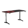 ULTRADESK Herný stôl FRAG XXL RED, 160 x 75 cm, 75 cm, držiak nápojov a slúchadiel, stojan BEAM, s celoplošnou XXL podložkou pod m