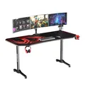 Ďalší obrázok produktu ULTRADESK Herný stôl FRAG XXL RED, 160 x 75 cm, 75 cm, držiak nápojov a slúchadiel, stojan BEAM, s celoplošnou XXL podložkou pod m