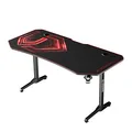 ULTRADESK Herný stôl FRAG XXL RED, 160 x 75 cm, 75 cm, držiak nápojov a slúchadiel, stojan BEAM, s celoplošnou XXL podložkou pod m
