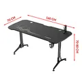 ULTRADESK Herný stôl GRAND BLACK, 160x75 cm, 70-80 cm, 3 úrovne výšky, s XXL podložkou pod myš, držiak slúchadiel aj nápojov