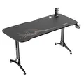 ULTRADESK Herný stôl GRAND BLACK, 160x75 cm, 70-80 cm, 3 úrovne výšky, s XXL podložkou pod myš, držiak slúchadiel aj nápojov