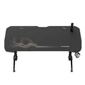 ULTRADESK Herný stôl GRAND BLACK, 160x75 cm, 70-80 cm, 3 úrovne výšky, s XXL podložkou pod myš, držiak slúchadiel aj nápojov