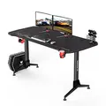 ULTRADESK Herný stôl GRAND BLACK, 160x75 cm, 70-80 cm, 3 úrovne výšky, s XXL podložkou pod myš, držiak slúchadiel aj nápojov