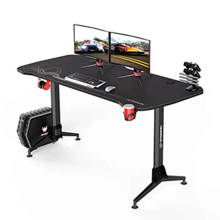 Hlavný obrázok produktu ULTRADESK Herní stůl GRAND BLACK, 160x70 cm, 70-80 cm, 3 úrovně výšky, s XXL podložkou po