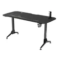 ULTRADESK Herný stôl GRAND BLACK, 160x75 cm, 70-80 cm, 3 úrovne výšky, s XXL podložkou pod myš, držiak slúchadiel aj nápojov