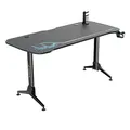 ULTRADESK Herný stôl GRAND BLUE, 160x75 cm, 70-80 cm, 3 úrovne výšky, s XXL podložkou pod myš, držiak slúchadiel aj nápojov