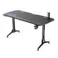 ULTRADESK Herný stôl GRAND BLUE, 160x75 cm, 70-80 cm, 3 úrovne výšky, s XXL podložkou pod myš, držiak slúchadiel aj nápojov