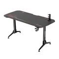 ULTRADESK Herný stôl GRAND RED, 160x75 cm, 70-80 cm, 3 úrovne výšky, s XXL podložkou pod myš, držiak slúchadiel aj nápojov