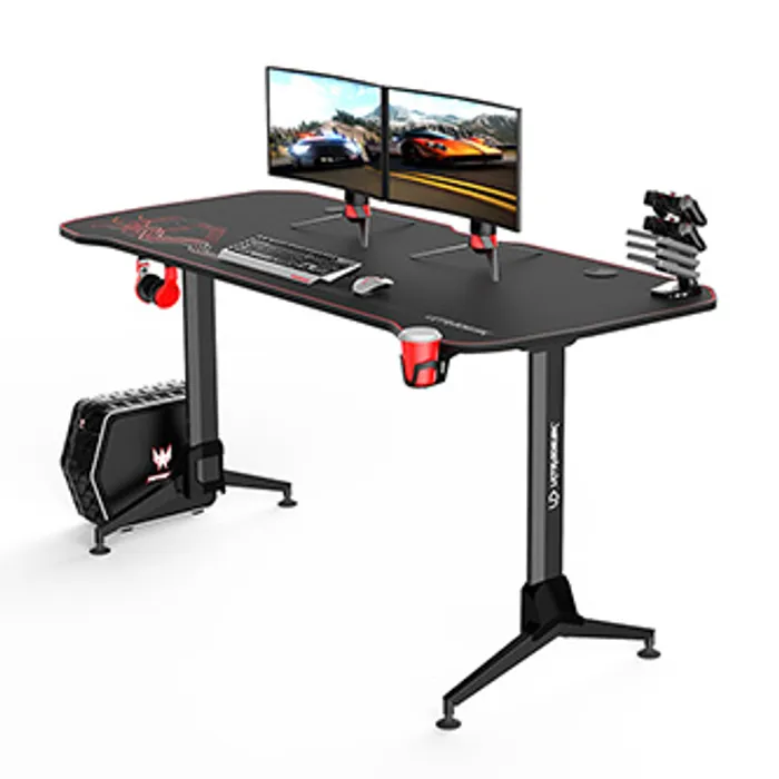 Hlavný obrázok produktu ULTRADESK Herní stůl GRAND RED, 160x70 cm, 70-80 cm, 3 úrovně výšky, s XXL podložkou pod