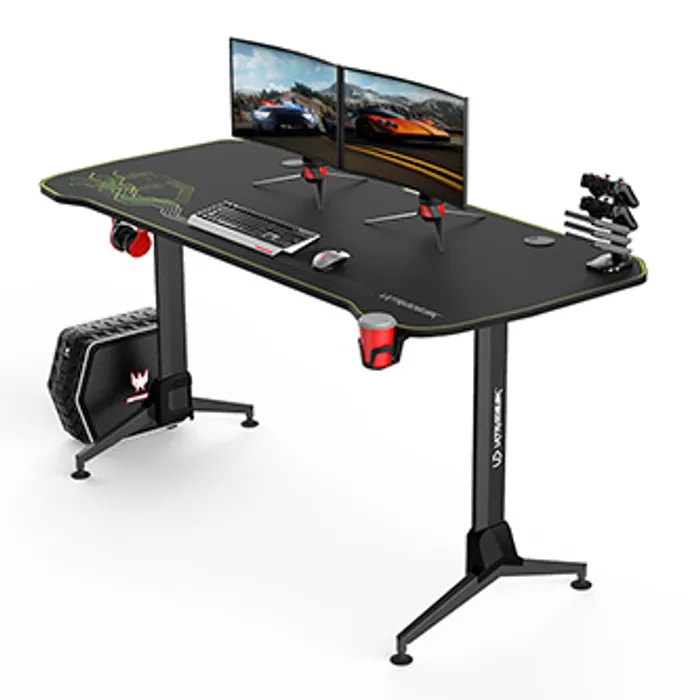 Hlavný obrázok produktu ULTRADESK Herní stůl GRAND YELLOW-GREEN, 160x70 cm, 70-80 cm, 3 úrovně výšky, s XXL podlo