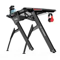 ULTRADESK Herný stôl INVADER - BLACK, 120x64 cm, 75 cm, podsvietený, s XL podložkou pod myš, držiak slúchadiel aj nápojov