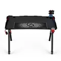 ULTRADESK Herný stôl INVADER - BLACK, 120x64 cm, 75 cm, podsvietený, s XL podložkou pod myš, držiak slúchadiel aj nápojov