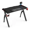 ULTRADESK Herný stôl INVADER - BLACK, 120x64 cm, 75 cm, podsvietený, s XL podložkou pod myš, držiak slúchadiel aj nápojov