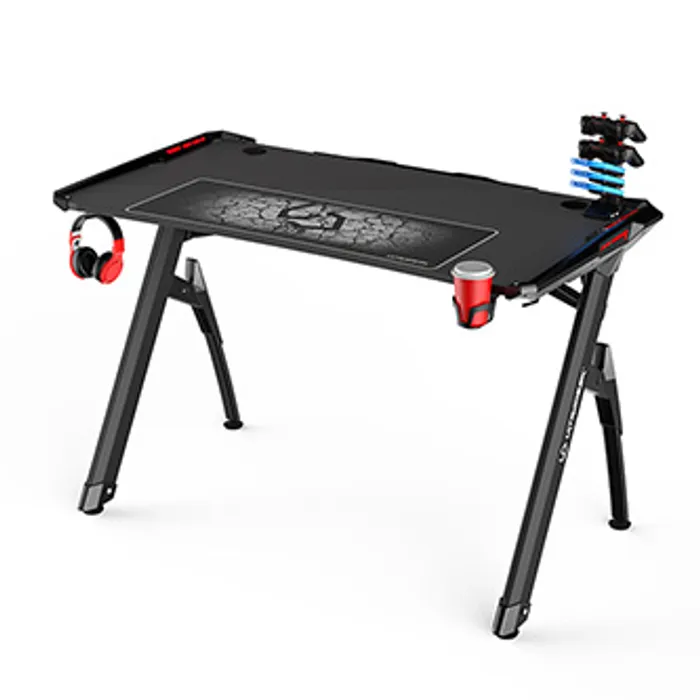 Hlavný obrázok produktu ULTRADESK Herní stůl INVADER - BLACK, 120x64 cm, 75 cm, podsvícený, s XL podložkou pod my