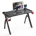 ULTRADESK Herný stôl INVADER - BLACK, 120x64 cm, 75 cm, podsvietený, s XL podložkou pod myš, držiak slúchadiel aj nápojov