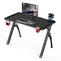 ULTRADESK Herný stôl INVADER - BLACK, 120x64 cm, 75 cm, podsvietený, s XL podložkou pod myš, držiak slúchadiel aj nápojov