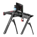 ULTRADESK Herný stôl INVADER - BLACK, 120x64 cm, 75 cm, podsvietený, s XL podložkou pod myš, držiak slúchadiel aj nápojov