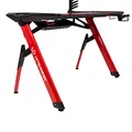 ULTRADESK Herný stôl INVADER - RED, 120x64 cm, 75 cm, podsvietený, s XL podložkou pod myš, držiak slúchadiel aj nápojov