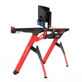 ULTRADESK Herný stôl INVADER - RED, 120x64 cm, 75 cm, podsvietený, s XL podložkou pod myš, držiak slúchadiel aj nápojov