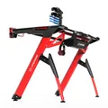 ULTRADESK Herný stôl INVADER - RED, 120x64 cm, 75 cm, podsvietený, s XL podložkou pod myš, držiak slúchadiel aj nápojov