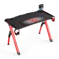 ULTRADESK Herný stôl INVADER - RED, 120x64 cm, 75 cm, podsvietený, s XL podložkou pod myš, držiak slúchadiel aj nápojov