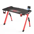 ULTRADESK Herný stôl INVADER - RED, 120x64 cm, 75 cm, podsvietený, s XL podložkou pod myš, držiak slúchadiel aj nápojov