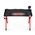 ULTRADESK Herný stôl INVADER - RED, 120x64 cm, 75 cm, podsvietený, s XL podložkou pod myš, držiak slúchadiel aj nápojov