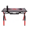 ULTRADESK Herný stôl INVADER - RED, 120x64 cm, 75 cm, podsvietený, s XL podložkou pod myš, držiak slúchadiel aj nápojov