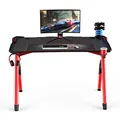 ULTRADESK Herný stôl INVADER - RED, 120x64 cm, 75 cm, podsvietený, s XL podložkou pod myš, držiak slúchadiel aj nápojov