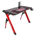 ULTRADESK Herný stôl INVADER - RED, 120x64 cm, 75 cm, podsvietený, s XL podložkou pod myš, držiak slúchadiel aj nápojov