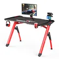 ULTRADESK Herný stôl INVADER - RED, 120x64 cm, 75 cm, podsvietený, s XL podložkou pod myš, držiak slúchadiel aj nápojov