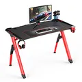 ULTRADESK Herný stôl INVADER - RED, 120x64 cm, 75 cm, podsvietený, s XL podložkou pod myš, držiak slúchadiel aj nápojov