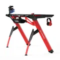 ULTRADESK Herný stôl INVADER - RED, 120x64 cm, 75 cm, podsvietený, s XL podložkou pod myš, držiak slúchadiel aj nápojov