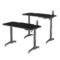 ULTRADESK Herný stôl LEVEL BLACK, 140x66cm, 72-124cm, elektricky nastaviteľná výška, s XXL podložkou pod myš, držiak slúchadiel aj