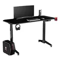 ULTRADESK Herný stôl LEVEL BLACK, 140x66cm, 72-124cm, elektricky nastaviteľná výška, s XXL podložkou pod myš, držiak slúchadiel aj