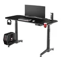 ULTRADESK Herný stôl LEVEL BLACK, 140x66cm, 72-124cm, elektricky nastaviteľná výška, s XXL podložkou pod myš, držiak slúchadiel aj