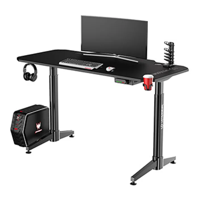 Hlavný obrázok produktu ULTRADESK Herní stůl LEVEL BLACK, 140x70cm, 72-124cm, elektricky nastavitelná výška, s XX