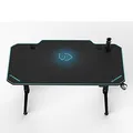ULTRADESK Herný stôl LEVEL BLUE, 140x66cm, 72-124cm, elektricky nastaviteľná výška, s XXL podložkou pod myš, držiak slúchadiel aj