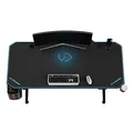 ULTRADESK Herný stôl LEVEL BLUE, 140x66cm, 72-124cm, elektricky nastaviteľná výška, s XXL podložkou pod myš, držiak slúchadiel aj