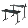 ULTRADESK Herný stôl LEVEL BLUE, 140x66cm, 72-124cm, elektricky nastaviteľná výška, s XXL podložkou pod myš, držiak slúchadiel aj