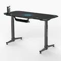ULTRADESK Herný stôl LEVEL BLUE, 140x66cm, 72-124cm, elektricky nastaviteľná výška, s XXL podložkou pod myš, držiak slúchadiel aj