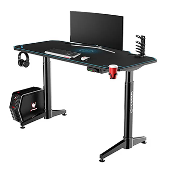Hlavný obrázok produktu ULTRADESK Herní stůl LEVEL BLUE, 140x70cm, 72-124cm, elektricky nastavitelná výška, s XXL