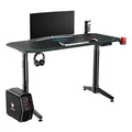 ULTRADESK Herný stôl LEVEL BLUE, 140x66cm, 72-124cm, elektricky nastaviteľná výška, s XXL podložkou pod myš, držiak slúchadiel aj